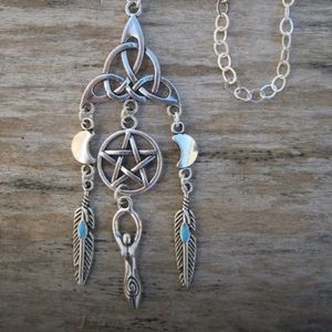 Wiccan silver Goddess necklace